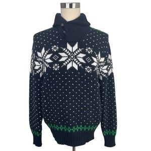 Polo Ralph Lauren Black Fair Isle Angora Cashmere Sweater XXL